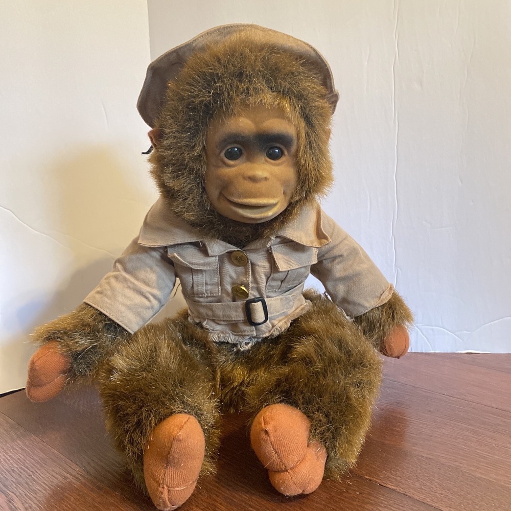 Vintage Shalom Toy 18" Monkey Jungle Safari Outfit Plush Stuffed  RARE